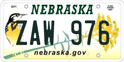 NE license plate ZAW976