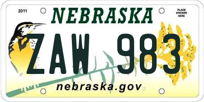 NE license plate ZAW983