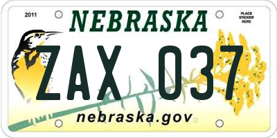 NE license plate ZAX037