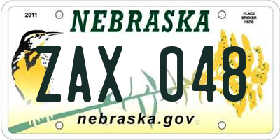 NE license plate ZAX048