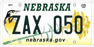 NE license plate ZAX050