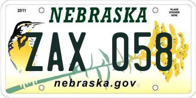 NE license plate ZAX058