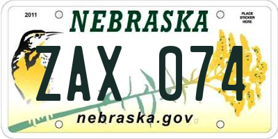 NE license plate ZAX074