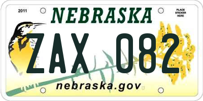 NE license plate ZAX082