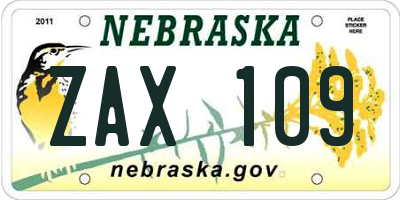 NE license plate ZAX109
