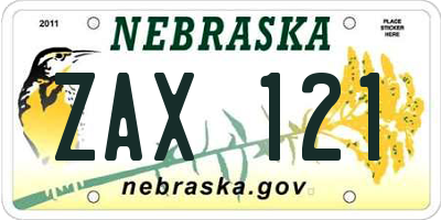 NE license plate ZAX121