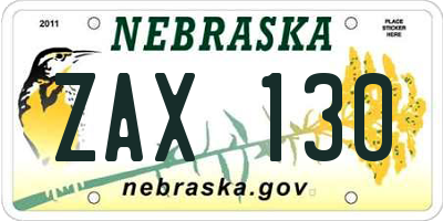 NE license plate ZAX130