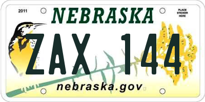 NE license plate ZAX144