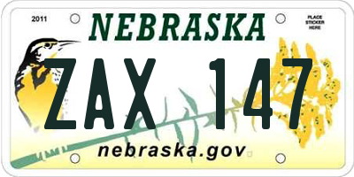 NE license plate ZAX147