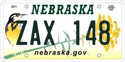 NE license plate ZAX148