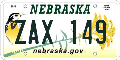 NE license plate ZAX149