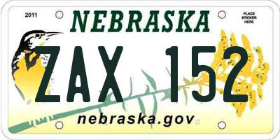 NE license plate ZAX152