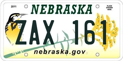 NE license plate ZAX161