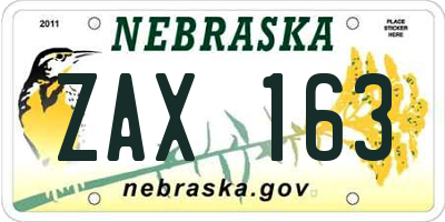 NE license plate ZAX163