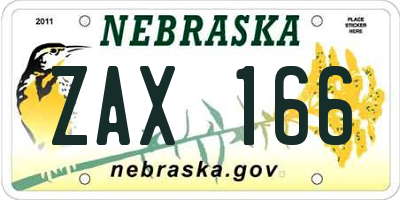 NE license plate ZAX166