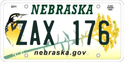 NE license plate ZAX176