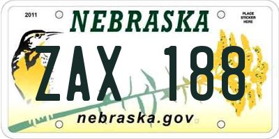 NE license plate ZAX188