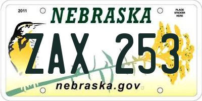 NE license plate ZAX253