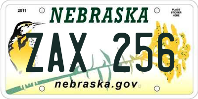 NE license plate ZAX256