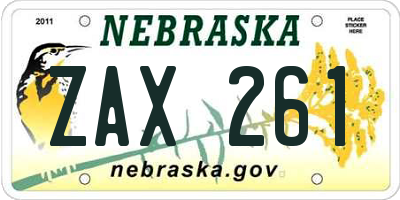 NE license plate ZAX261