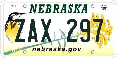 NE license plate ZAX297
