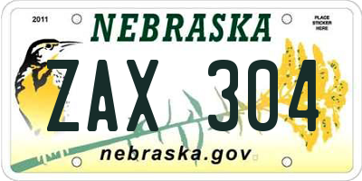 NE license plate ZAX304