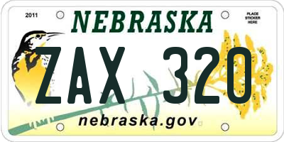 NE license plate ZAX320