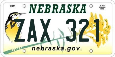 NE license plate ZAX321