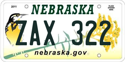 NE license plate ZAX322