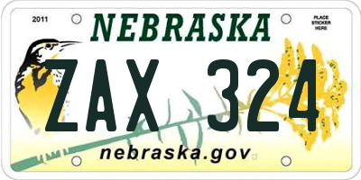 NE license plate ZAX324