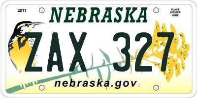 NE license plate ZAX327