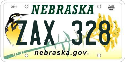 NE license plate ZAX328