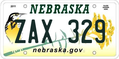 NE license plate ZAX329