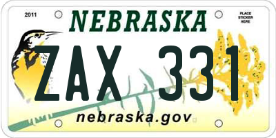 NE license plate ZAX331