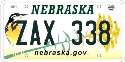 NE license plate ZAX338