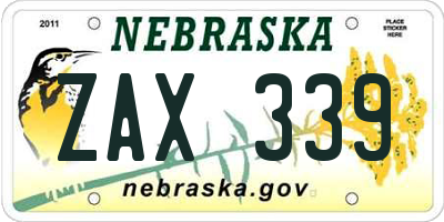 NE license plate ZAX339