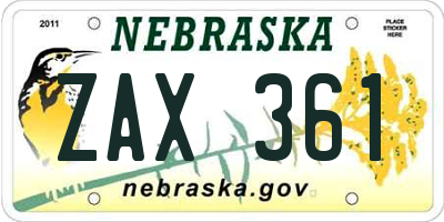 NE license plate ZAX361