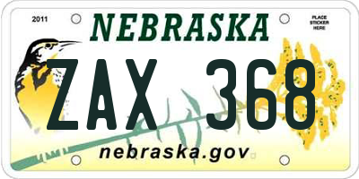 NE license plate ZAX368