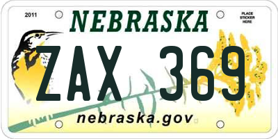 NE license plate ZAX369