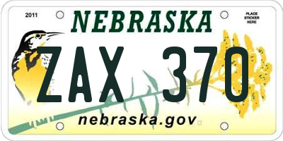 NE license plate ZAX370