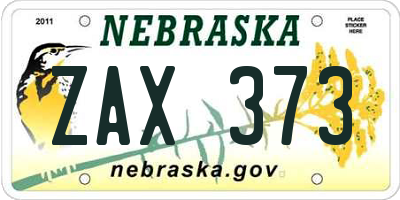 NE license plate ZAX373