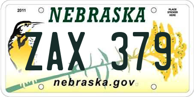 NE license plate ZAX379
