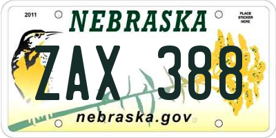 NE license plate ZAX388