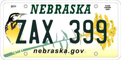 NE license plate ZAX399