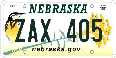 NE license plate ZAX405