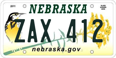 NE license plate ZAX412