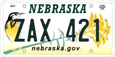 NE license plate ZAX421