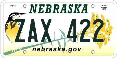 NE license plate ZAX422