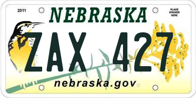 NE license plate ZAX427