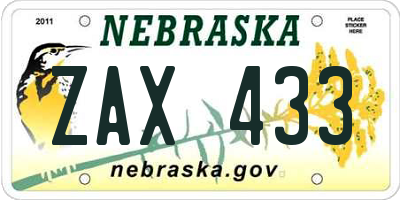 NE license plate ZAX433